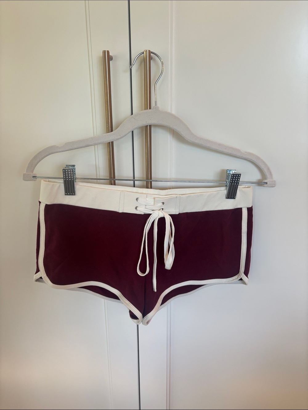 Edikted Maroon Athletic Lace-Up Trim Shorts